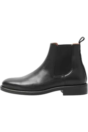 SELECTED Herren Slhjoseph Leather Chelsea Boot Noos, Black, 45 EU