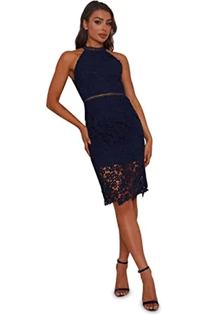 Chi Chi London Damen Ärmelloses Häkelspitze Midikleid , , 6 UK