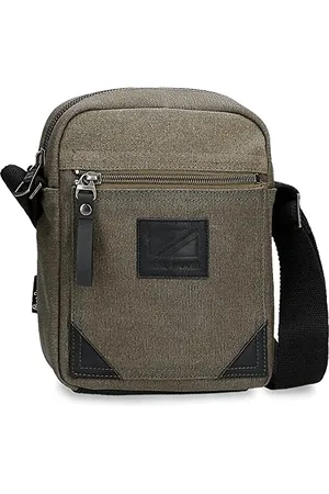 Pepe Jeans Barkston Messengerhülle, Grün, 17 x 22 x 6 cm, Baumwolle, Polyester und PU., , Talla única, Mittlere Umhängetasche