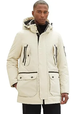 TOM TAILOR Herren 1037356 Winterparka mit Abnehmbarer Kapuze, 26199-beige Alfalfa, XL