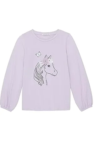TOM TAILOR Mädchen 1037420 Langarmshirt mit Print, 29349-lilac Sky, 92/98
