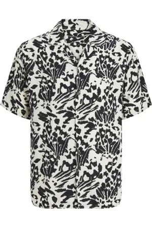 JACK & JONES Herren JORLUKE Party AOP Shirt SS BLK Kurzarmhemd 12251079, ,M