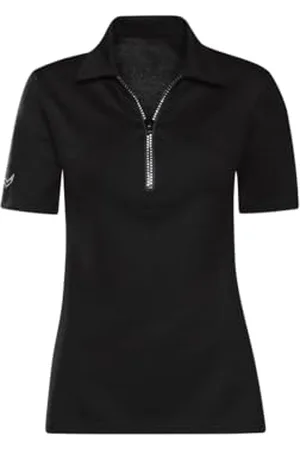 Trigema Damen Poloshirt Reißverschluss mit Swarovski® Kristallen