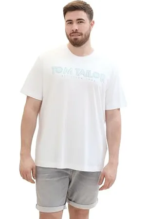 TOM TAILOR Herren Plussize Basic T-Shirt mit Logo-Print, White, 5XL