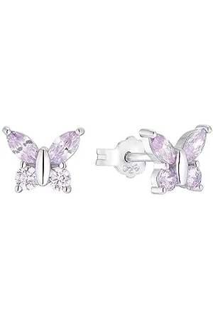 Amor Ohrstecker 925 Sterling Silber Mädchen Kinder Ohrschmuck, mit Zirkonia synth., 0,7 cm, Silber, Schmetterling, Kommt in Schmuck Geschenk Box, 2036526