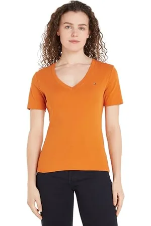 Tommy Hilfiger New Slim Cody V-NK SS Kurzarm Strickoberteile Damen, , XS