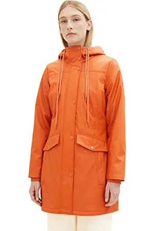 TOM TAILOR Damen 1037474 Regenmantel mit Kapuze, 19772-gold Flame orange, M