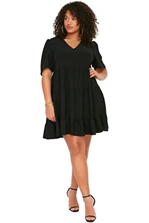 Trendyol Damen Women line Dress Mini A-Linie Relaxed Fit Woven Plus Size Kleid, , 48