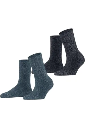 ESPRIT Damen Socken Shimmer Multipack W So Baumwolle gemustert 2 Paar, , 35-38