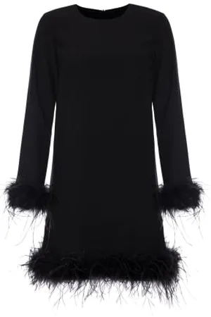 Swing Kleid Damen | Elegantes Kleid | Festliches Kleid | Partykleid | Abendkleid | Cocktailkleid | Ballkleid | Mit Natürlichen Federn | Langarm | | 42 (XL)
