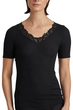 Calida Silky Wool Joy T-Shirt Damen, aus Wolle-Seide, Feinripp, temperaturausgleichend und geruchsneutralisierend