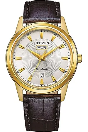 Citizen Herren Analog Japanisches Quarzwerk Uhr mit Leder Armband AW0102-13AE