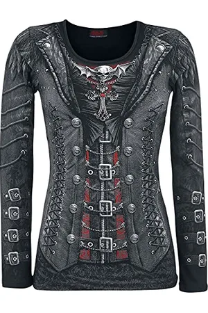 Spiral GOTHESS WRAP - Oberteil mit Allover-Motiv - lockerer Schnitt - - M