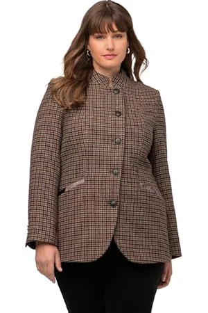 Ulla Popken Damen Janker kariert mit Samtkragen Blazer, , 42