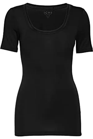 Ichi IHZOLA Damen T-Shirt Kurzarm Shirt rundhalsshirtp mit aufgesetzten Kanten Slim Fit, Größe:L, Farbe: