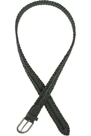 Ulla Popken Damen, echtes Leder, geflochten, Metallic-Schließe Gürtel, , 145