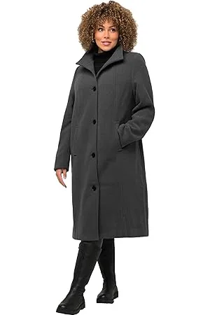 Ulla Popken Damen, Stehkragen, Wollqualität, Komplettfutter Mäntel, , 50-52