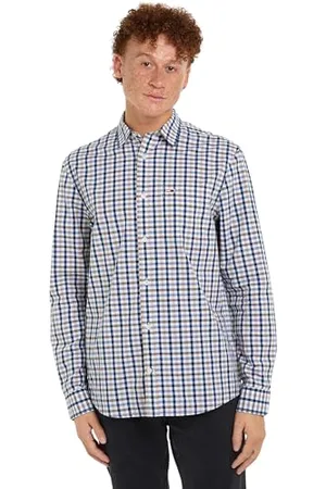 Tommy Hilfiger Herren Hemd Check Shirt Langarm, Mehrfarbig (White Check), XXS