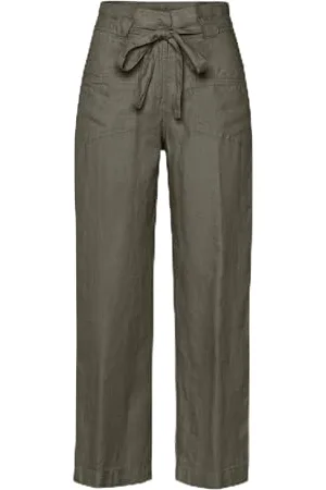 Brax Damen Style Maine Pure Linen Hose, Khaki, 27W / 32L EU