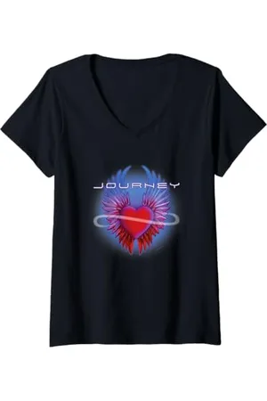 Journey Damen Band Infinity Winged Heart Music T-Shirt mit V-Ausschnitt