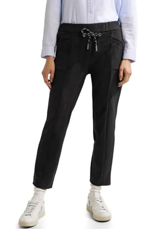 CECIL Damen B376942 Joggpants Kunstlederhose, Black, L / 28L