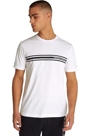Tommy Hilfiger Herren T-Shirt Kurzarm Central Chest Stripe Baumwolle, Weiß (White), 3XL