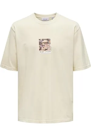 Only & Sons Herren T-Shirt Loose fit Rundhals Kurzarm Gummidruck New York Oberteil 22030149, ,L