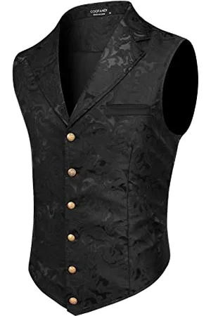 Coofandy Herren-Anzugweste mit Paisleymuster, viktorianischer Weste, Gothic, Steampunk, formelle Weste, Smoking-Weste mit eingekerbtem Revers, , Medium