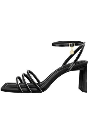 Armani Exchange Damen Dalia, Triple Band, Ankle Strap Heeled Sandal, Black, 37.5 EU