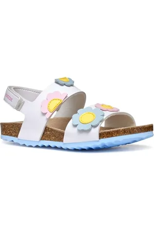 Geox J Adriel Girl D Sandal, White/Crystal, 26 EU