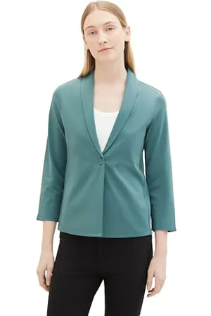 TOM TAILOR Damen Regular Fit Basic Blazer Jacke mit 3/4-Arm, , L