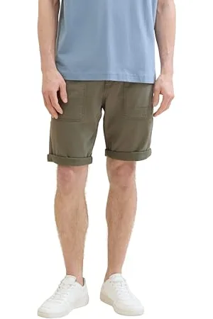 TOM TAILOR Herren Regular Fit Utility Shorts, smokey olive green, 28