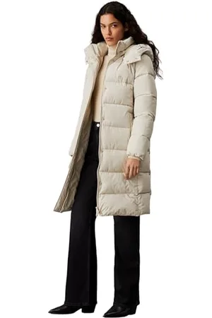 Calvin Klein Jeans Damen MONOLOGO NON DOWN LONG PUFFER J20J224104, Grey (Pelican), S