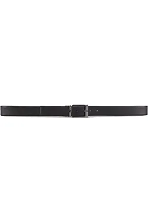 Armani Exchange Herren Leather Belt with Plaque Gürtel, Black, Einheitsgröße