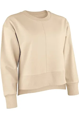 Nur Die Sweater Relax & Go Pullover Hoodie aus Baumwolle mit weichem Innenfleece Rundhals-Ausschnitt lässiges lockere Sweatshirt Damen