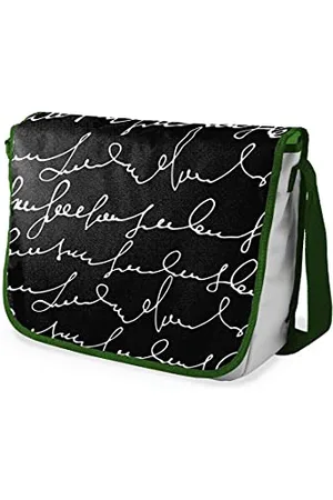 Bonamaison Le Jardin du Lin Digital Bedruckte Messenger Schultaschen mit Khaki Riemen für Mädchen und Jungen, Zurück zur Schule, Kuriertaschen für Schüler, Umhängetaschen, Größe: 29x36 Cm