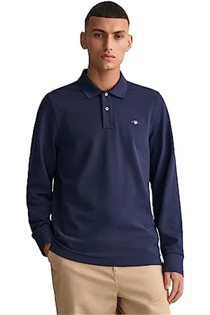 GANT Herren REG Shield LS Pique Rugger KLASSISCHES Langarm Poloshirt, , XS