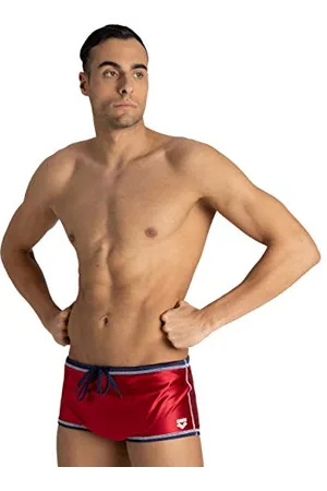 Arena Herren, quadratischer Schnitt, kurz, wendbar, Trainings-Badeanzug Badehose, Marineblau/rot, 32