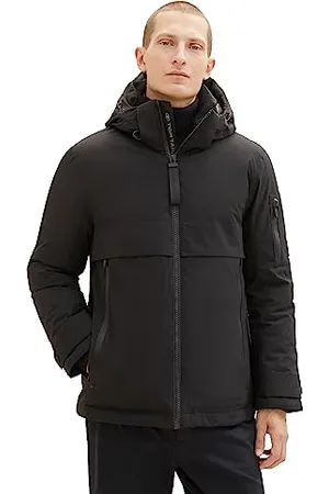 TOM TAILOR Herren 1037353 Hybrid Daunenjacke mit Abnehmbarer Kapuze, 29999-Black, XL