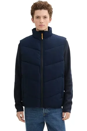 TOM TAILOR Herren 1042106 Puffer Weste mit Stehkragen, 10668-Sky Captain Blue, L