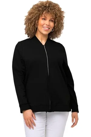 Ulla Popken Damen, Katze, Boxy-Form, Collegekragen Sweatjacken, , 46-48