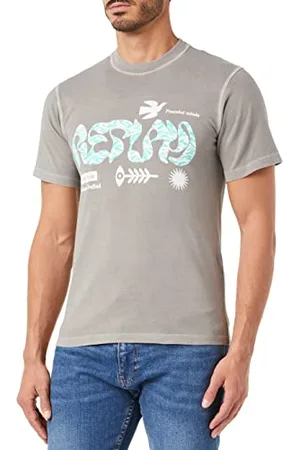 Replay Herren T-Shirt Kurzarm mit Print, Nepaly Grey 585 (Grau), M