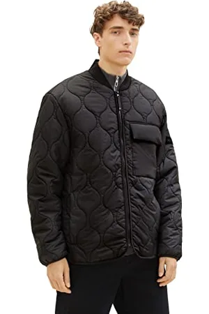 TOM TAILOR Herren 1036189 Relaxed Fit Steppjacke mit Bomberkragen, 29999-Black, L