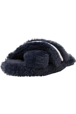 Tommy Hilfiger Damen Pelz Kreuz Riemen Home Slipper Hausschuh, Space Blue, 35/36 EU