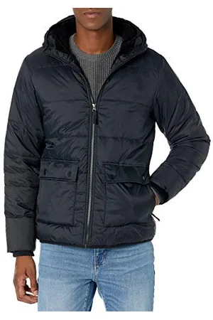 Amazon Herren Langärmelige, Wasserabweisende Pufferjacke mit Sherpa-Futter, , XS