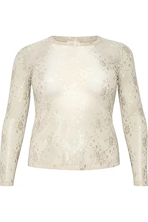 Kaffe Langarm-Shirt KCnikoline Shirt Langarm Rundhals Große Größen Damen Nylon Top L
