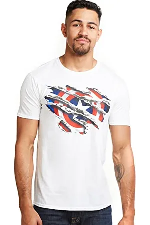 Marvel Herren Captain America Zerrissen T-Shirt, , L