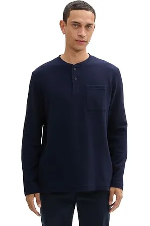 TOM TAILOR Herren Henley-Longsleeve mit Struktur, , XL