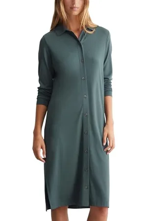 Marc O’ Polo Marc OߴPolo Damen Jerseykleid mit Stretch-Anteil Langarm, (Deep Emerald), S