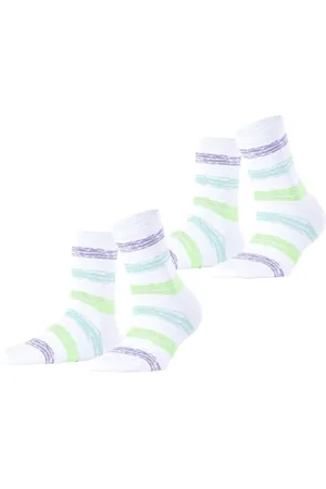 ESPRIT Damen Brushed Stripes 2 Pack W SO Baumwolle Gemustert 2 Paar Socken, , 35-38 (2er Pack)